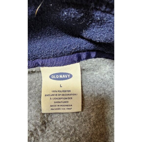 Vtg Old Navy Mens Large Grey 1/4 Zip Spellout Pullover Fleece Sweater Jacket - Picture 10 of 13